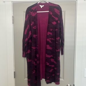 Terra & Sky Magenta and Purple Camouflage Cardigan